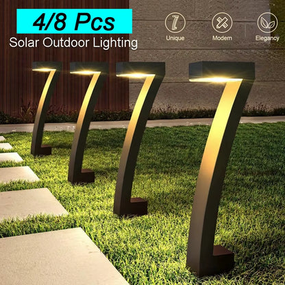Illuminate Your Outdoors with 4/8 Pcs Solar LED Garden Lights - Stylish, Waterproof Pathway Spotlights for a Stunning Yard or Patio